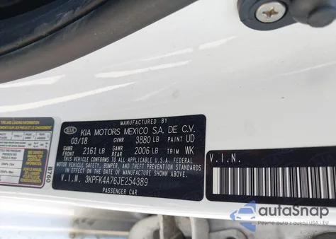 2018 Kia Forte Lx из США, поврежденный, VIN 3KPFK4A76JE254389